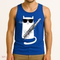 Funny Cat Wearing Sunglasses Playing Flute Great Gift Tank Top thumb 3