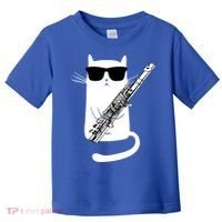 Funny Cat Wearing Sunglasses Playing Flute Great Gift Toddler T-Shirt thumb 0