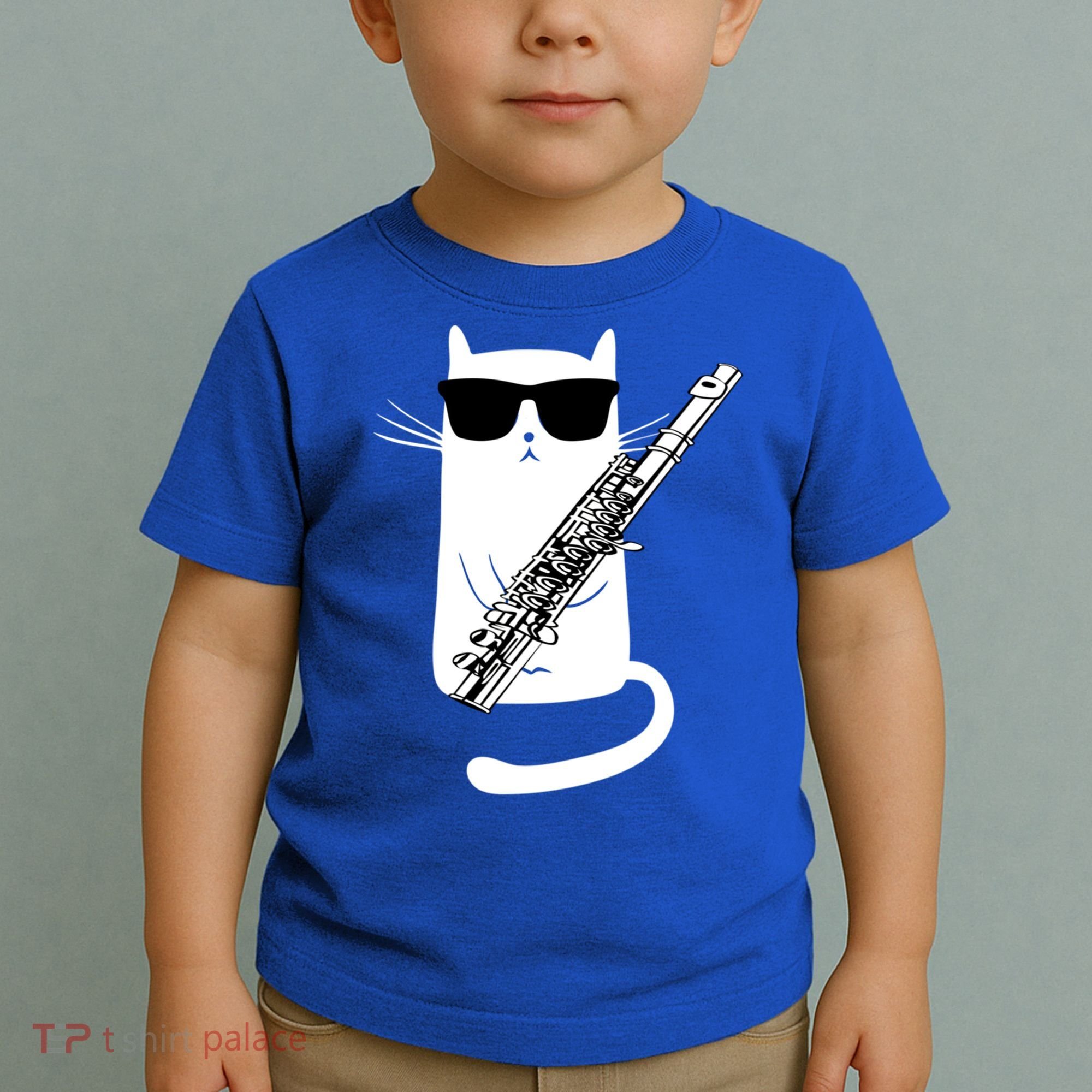 Funny Cat Wearing Sunglasses Playing Flute Great Gift Toddler T-Shirt
