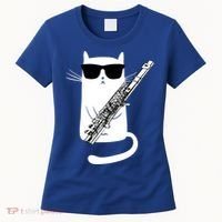Funny Cat Wearing Sunglasses Playing Flute Great Gift Women's T-Shirt thumb 0