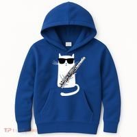 Funny Cat Wearing Sunglasses Playing Flute Great Gift Kids Hoodie thumb 0