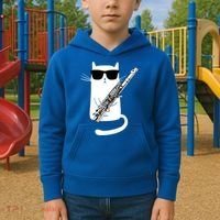 Funny Cat Wearing Sunglasses Playing Flute Great Gift Kids Hoodie thumb 2