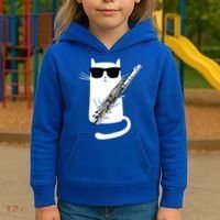 Funny Cat Wearing Sunglasses Playing Flute Great Gift Kids Hoodie thumb 3