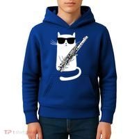Funny Cat Wearing Sunglasses Playing Flute Great Gift Kids Hoodie thumb 4