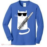 Funny Cat Wearing Sunglasses Playing Flute Great Gift Kids Long Sleeve Shirt thumb 0