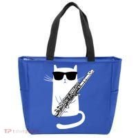 Funny Cat Wearing Sunglasses Playing Flute Great Gift Tote Bag thumb 0