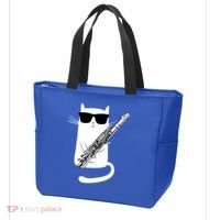 Funny Cat Wearing Sunglasses Playing Flute Great Gift Tote Bag thumb 3