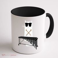 Funny Cat Wearing Sunglasses Playing Marimba Coffee Mug thumb 1