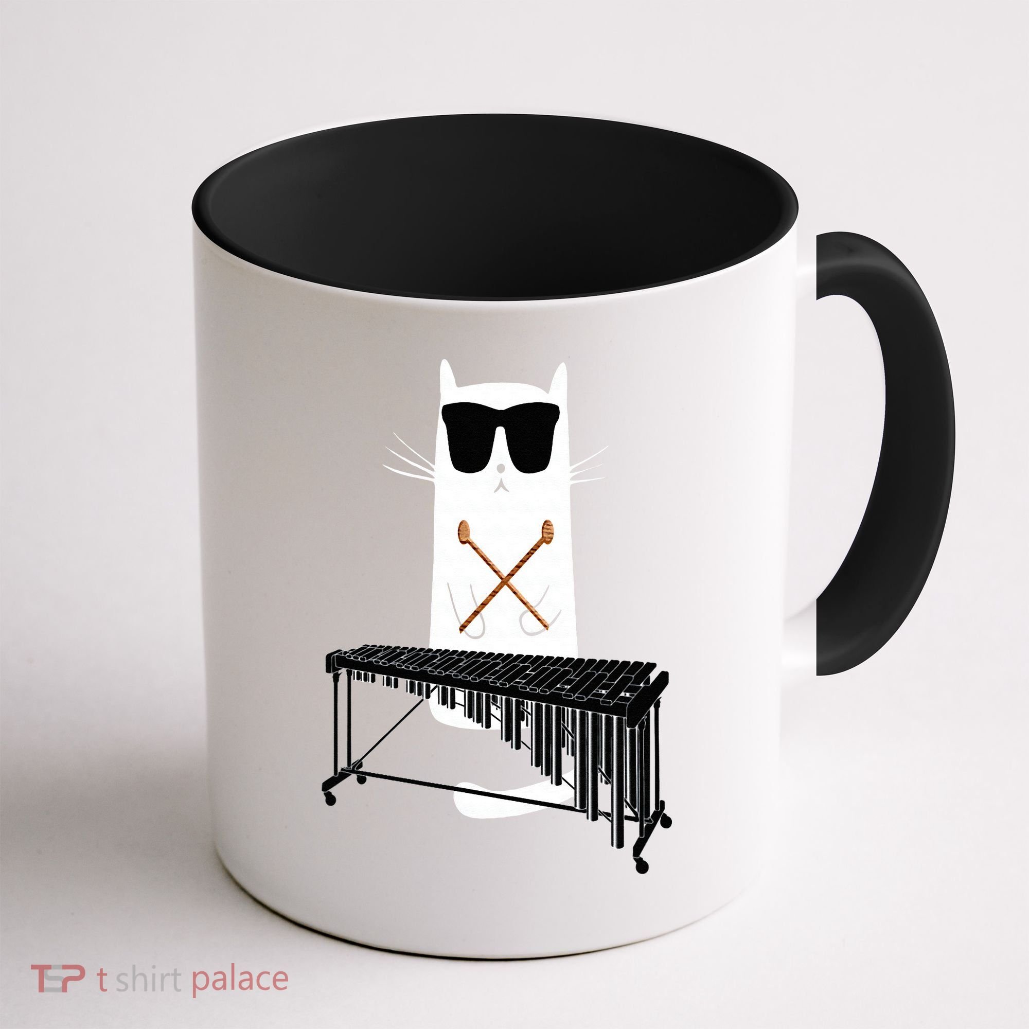 Funny Cat Wearing Sunglasses Playing Marimba Coffee Mug
