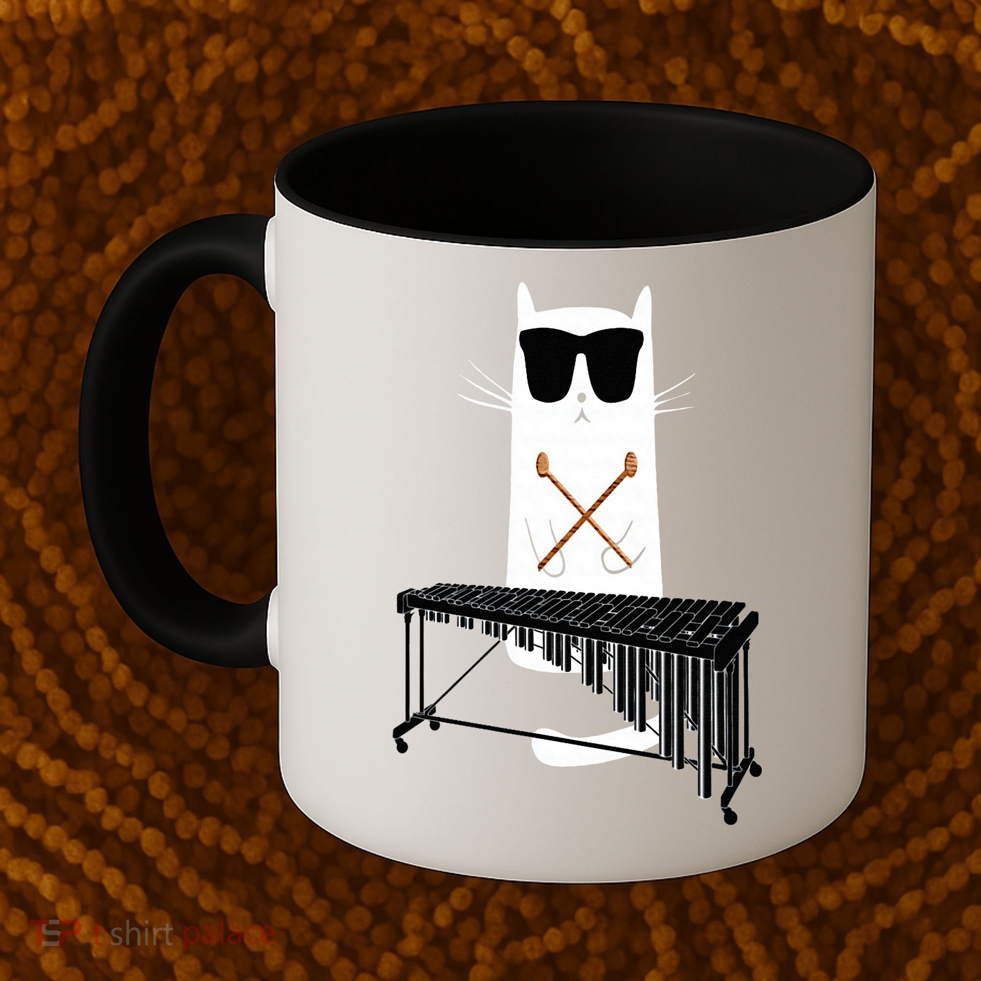Funny Cat Wearing Sunglasses Playing Marimba Coffee Mug