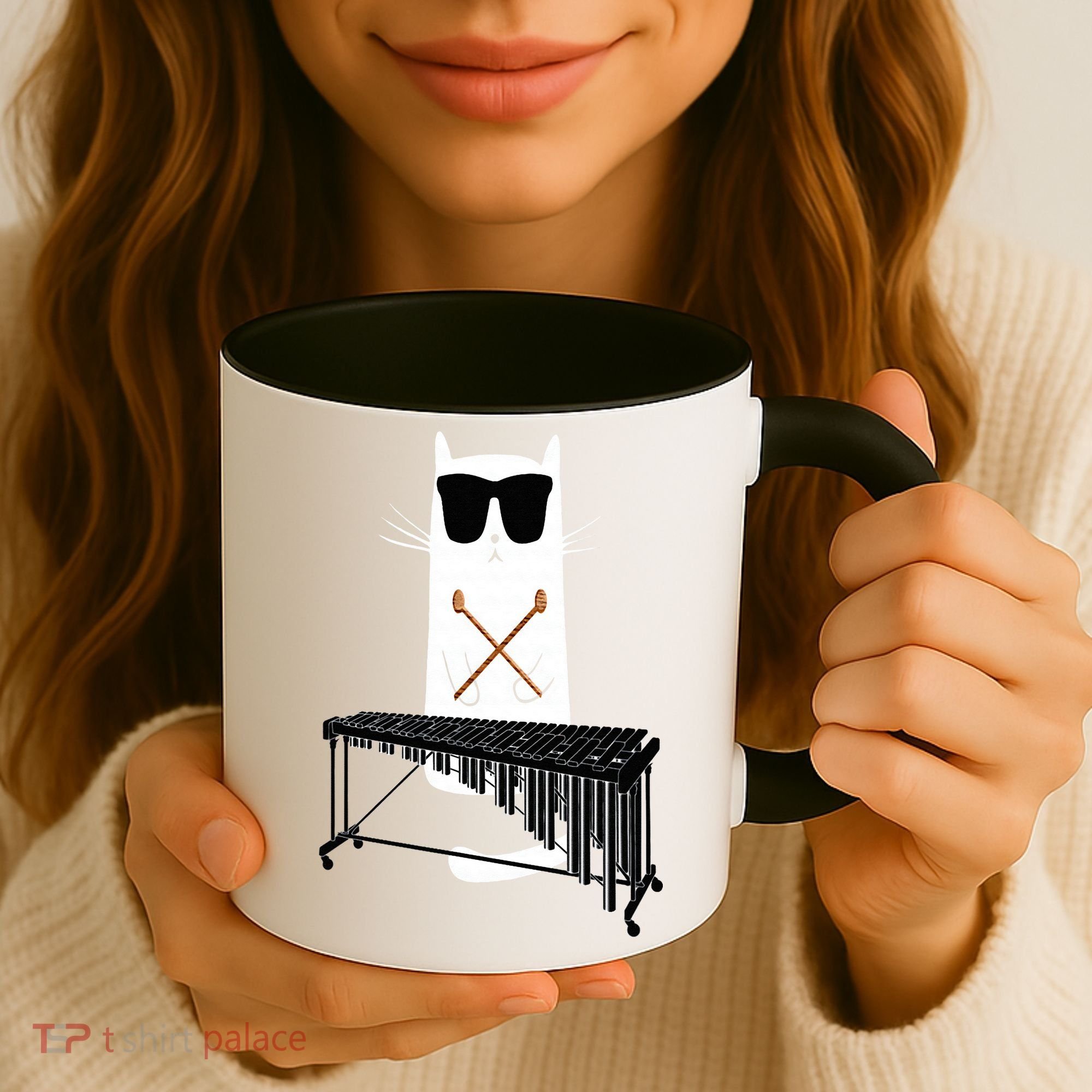 Funny Cat Wearing Sunglasses Playing Marimba Coffee Mug