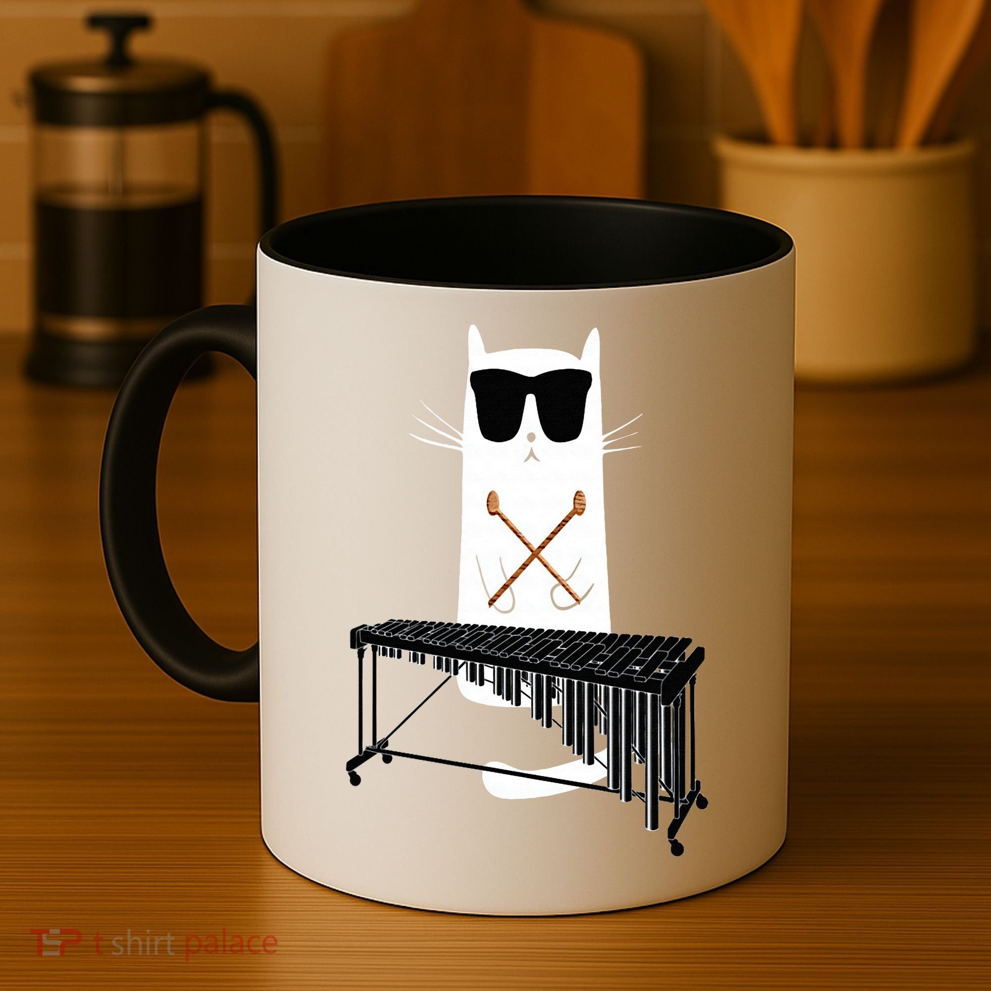 Funny Cat Wearing Sunglasses Playing Marimba Coffee Mug