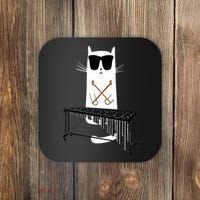 Funny Cat Wearing Sunglasses Playing Marimba Coaster thumb 0
