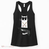 Funny Cat Wearing Sunglasses Playing Marimba Women's Tank Top thumb 0