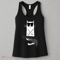 Funny Cat Wearing Sunglasses Playing Marimba Women's Tank Top thumb 3