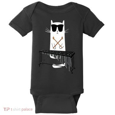 Funny Cat Wearing Sunglasses Playing Marimba Baby Bodysuit