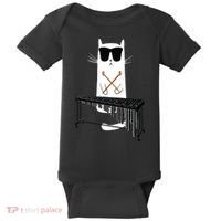 Funny Cat Wearing Sunglasses Playing Marimba Baby Bodysuit thumb 0