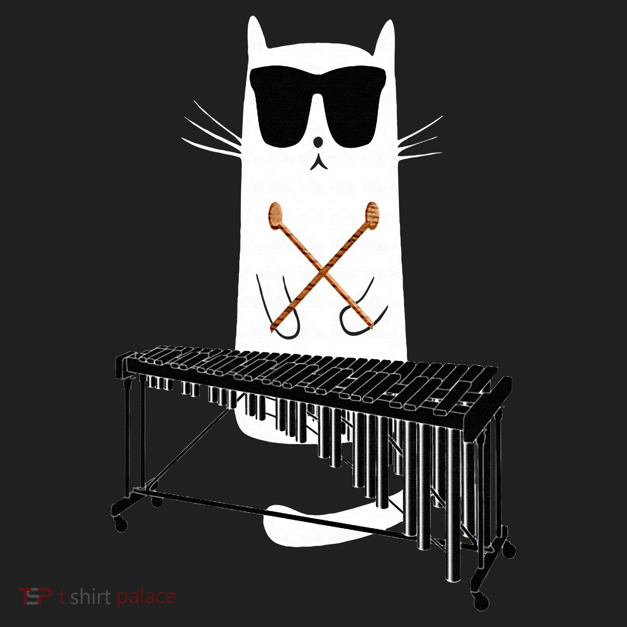 Funny Cat Wearing Sunglasses Playing Marimba Hat