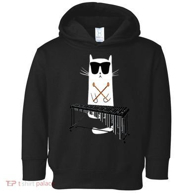 Funny Cat Wearing Sunglasses Playing Marimba Toddler Hoodie