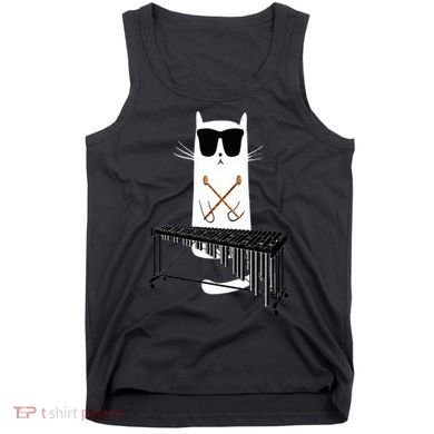 Funny Cat Wearing Sunglasses Playing Marimba Tank Top