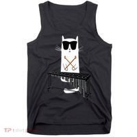 Funny Cat Wearing Sunglasses Playing Marimba Tank Top thumb 0