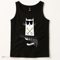 Funny Cat Wearing Sunglasses Playing Marimba Tank Top thumb 2