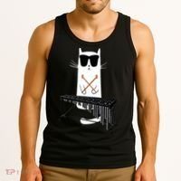 Funny Cat Wearing Sunglasses Playing Marimba Tank Top thumb 3