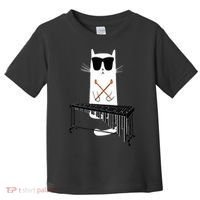 Funny Cat Wearing Sunglasses Playing Marimba Toddler T-Shirt thumb 0