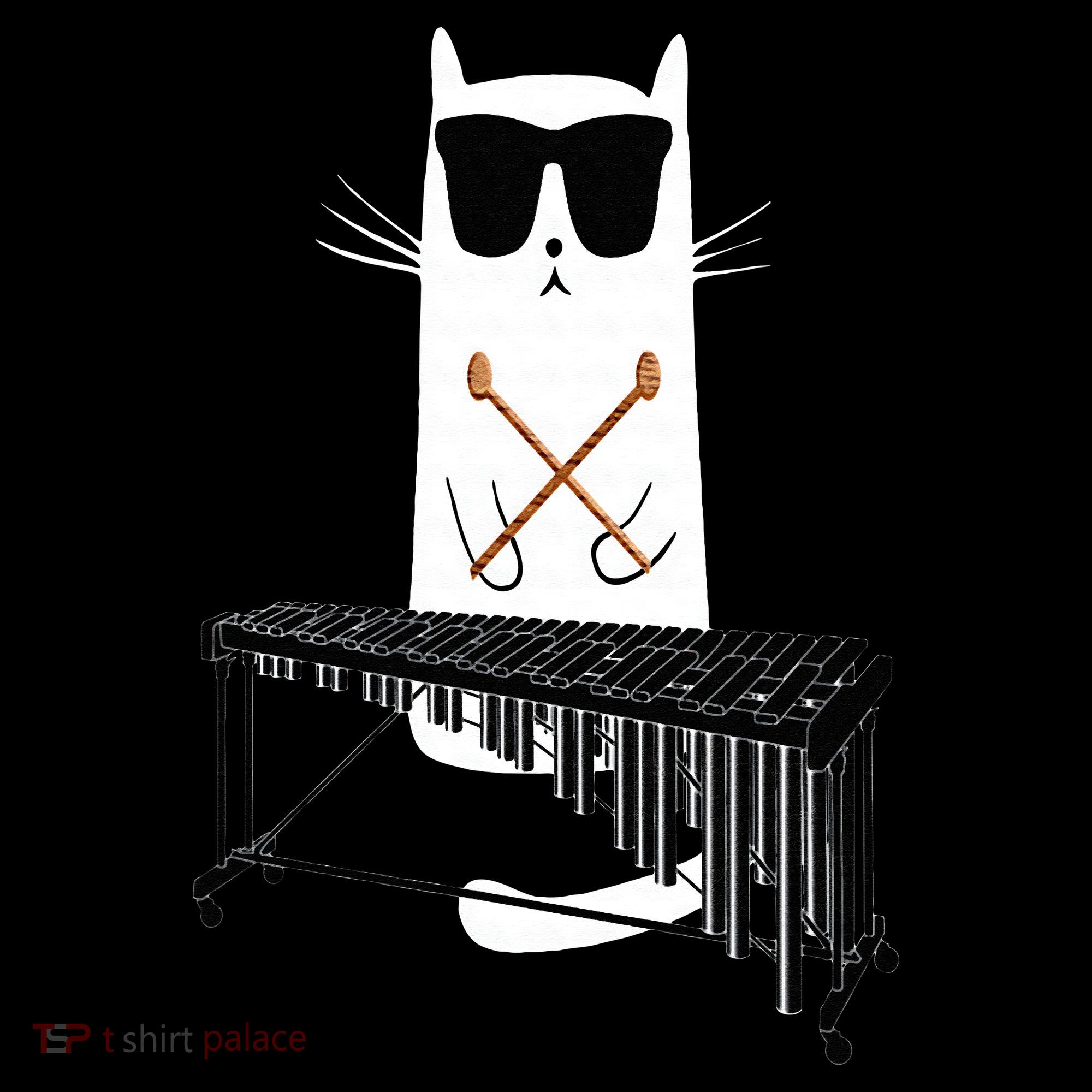 Funny Cat Wearing Sunglasses Playing Marimba Toddler T-Shirt