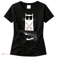 Funny Cat Wearing Sunglasses Playing Marimba Women's T-Shirt thumb 0