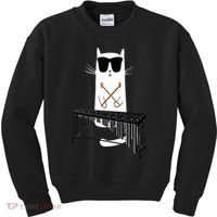 Funny Cat Wearing Sunglasses Playing Marimba Kids Sweatshirt thumb 0
