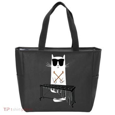 Funny Cat Wearing Sunglasses Playing Marimba Tote Bag