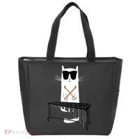 Funny Cat Wearing Sunglasses Playing Marimba Tote Bag thumb 0