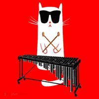 Funny Cat Wearing Sunglasses Playing Marimba Santa Hat thumb 1
