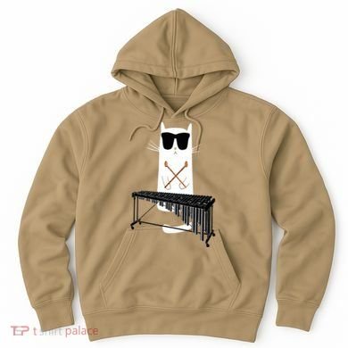 Funny Cat Wearing Sunglasses Playing Marimba Hoodie