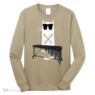 Funny Cat Wearing Sunglasses Playing Marimba Long Sleeve Shirt