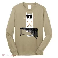 Funny Cat Wearing Sunglasses Playing Marimba Long Sleeve Shirt thumb 0