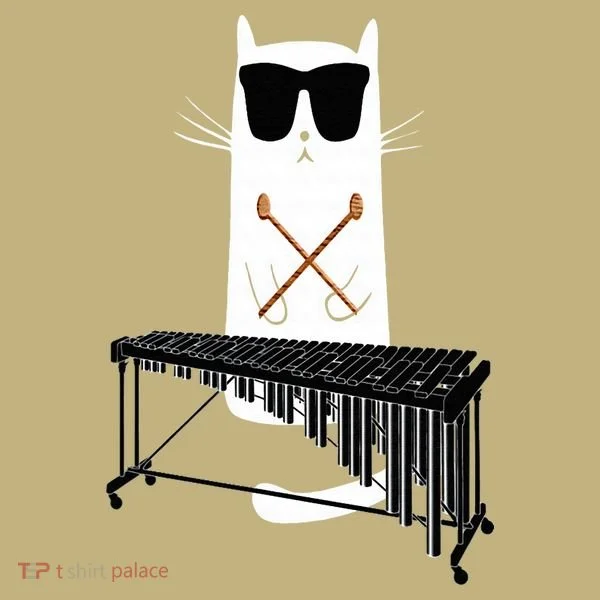 Funny Cat Wearing Sunglasses Playing Marimba Long Sleeve Shirt