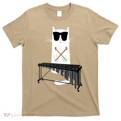Funny Cat Wearing Sunglasses Playing Marimba T-Shirt