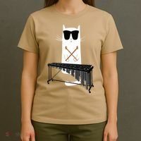 Funny Cat Wearing Sunglasses Playing Marimba T-Shirt thumb 4