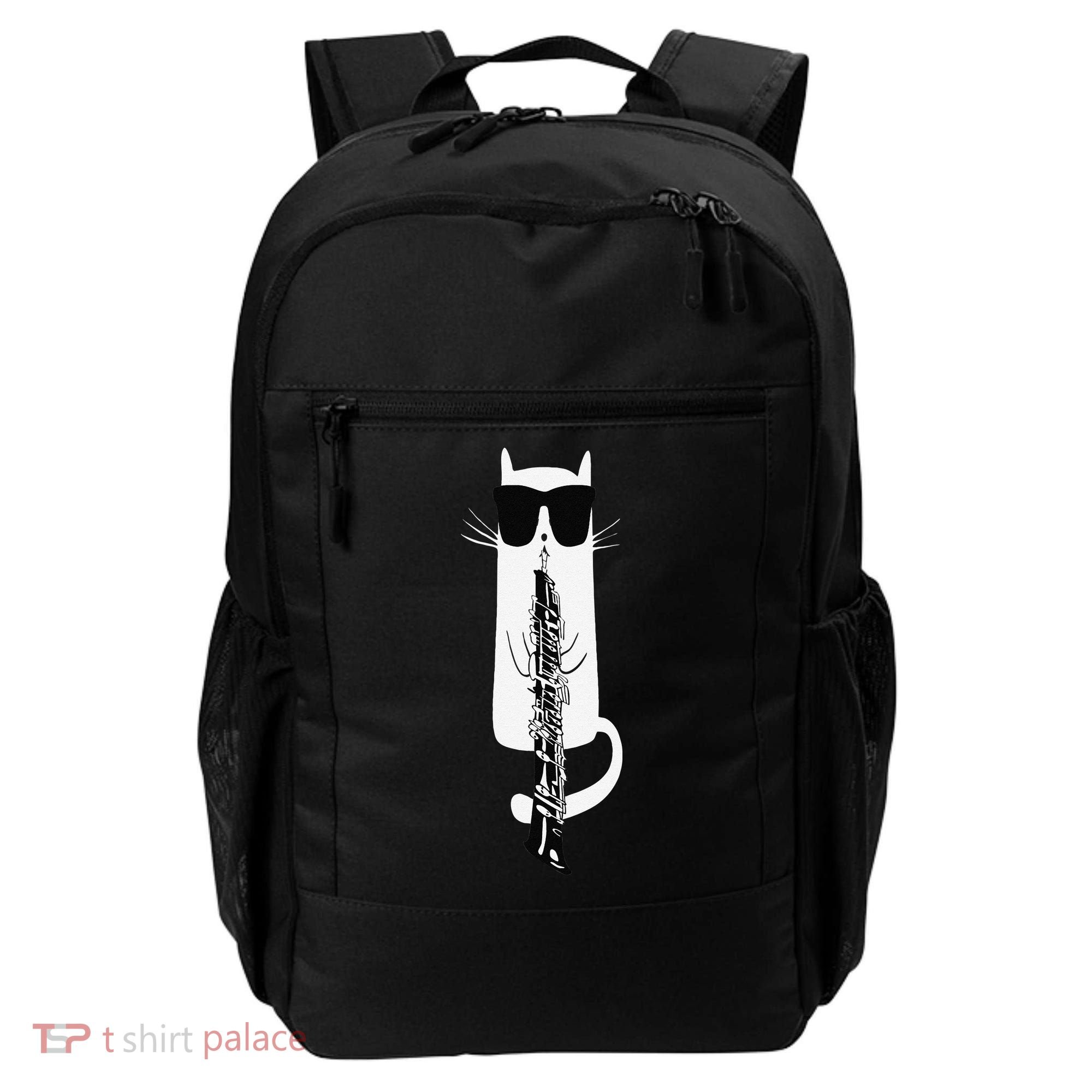 Funny Cat Wearing Sunglasses Playing Oboe Backpack
