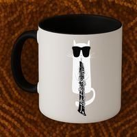 Funny Cat Wearing Sunglasses Playing Oboe Coffee Mug thumb 2
