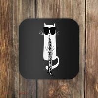 Funny Cat Wearing Sunglasses Playing Oboe Coaster thumb 0
