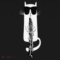 Funny Cat Wearing Sunglasses Playing Oboe Coaster thumb 2