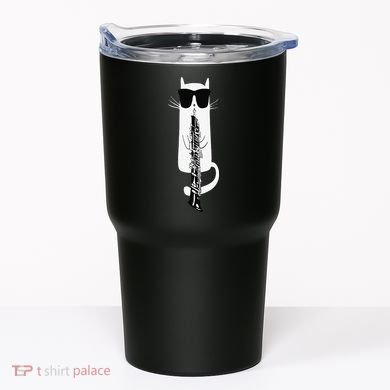 Funny Cat Wearing Sunglasses Playing Oboe Tumbler