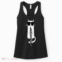 Funny Cat Wearing Sunglasses Playing Oboe Women's Tank Top thumb 0