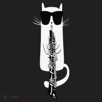 Funny Cat Wearing Sunglasses Playing Oboe Hat thumb 2