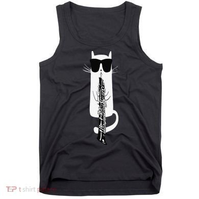 Funny Cat Wearing Sunglasses Playing Oboe Tank Top