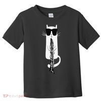 Funny Cat Wearing Sunglasses Playing Oboe Toddler T-Shirt thumb 0