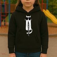 Funny Cat Wearing Sunglasses Playing Oboe Kids Hoodie thumb 3